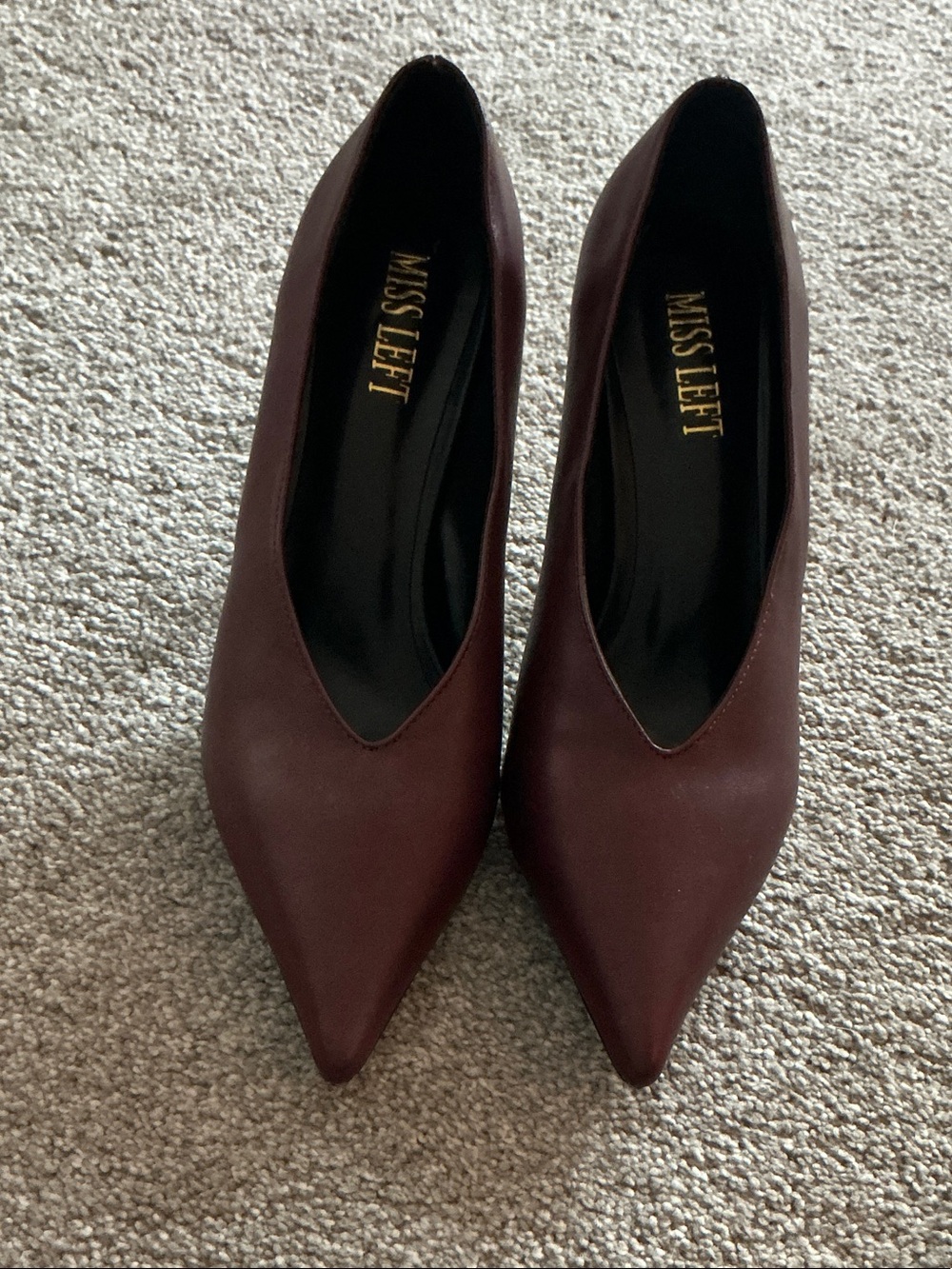 Miss Left Burgundy Pointed Toe Heels
